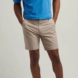Peter Millar Mens Crown Comfort 8" Shorts 34 Khaki Golf NEW. 538